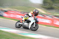 PITBIKE - SCOOTER WHITE BLACK MINI SPORT BIKE WITH TEAL TRIM AND PINK PLATE - ORANGE BLACK FLUO YELLOW MTECH SUIT - BLACK HELMET WITH ORANGE VISOR · DSH_0884
