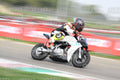 PITBIKE - SCOOTER WHITE BLACK MINI SPORT BIKE WITH TEAL TRIM AND PINK PLATE - ORANGE BLACK FLUO YELLOW MTECH SUIT - BLACK HELMET WITH ORANGE VISOR · DSH_0886