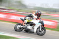 PITBIKE - SCOOTER WHITE BLACK MINI SPORT BIKE WITH TEAL TRIM AND PINK PLATE - ORANGE BLACK FLUO YELLOW MTECH SUIT - BLACK HELMET WITH ORANGE VISOR · DSH_0887