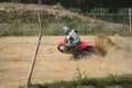 HONDA CRF RED - WHITE BLACK SUIT WITH BLACK PANTS - BLACK WHITE GREEN HELMET WITH MONSTER GRAPHICS · DSH_1890