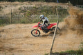 HONDA CRF RED - WHITE BLACK SUIT WITH BLACK PANTS - BLACK WHITE GREEN HELMET WITH MONSTER GRAPHICS · DSH_1893