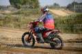 BETA RR RED WHITE BLUE - RED BLACK FXR SUIT WITH BLUE PANTS - WHITE RED HELMET WITH GREEN GOGGLES · DSH_2112
